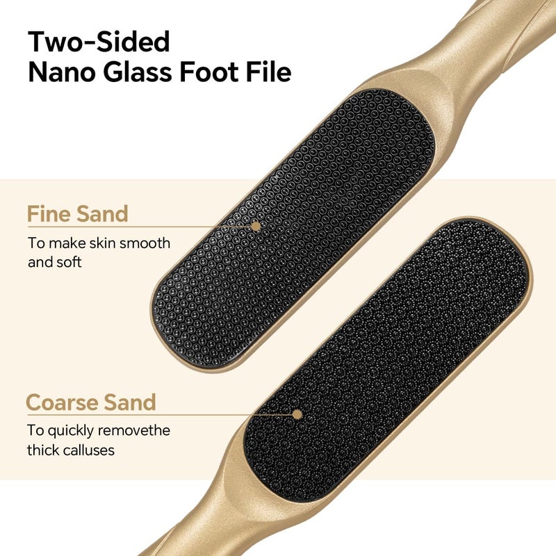 Lvrzng Nano Glass Foot File  Foot Callus Remover  Double Sided Pedicure Tools for Feet  Dual Use of Dry and Wet  Professional Hygienic Foot Scrubber to Achieve Smooth  Silky Feet Instantly (Golden) - Image 2